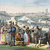 Zuschauer beim Pferderennen um 1845, Lithographie von Hohlbach